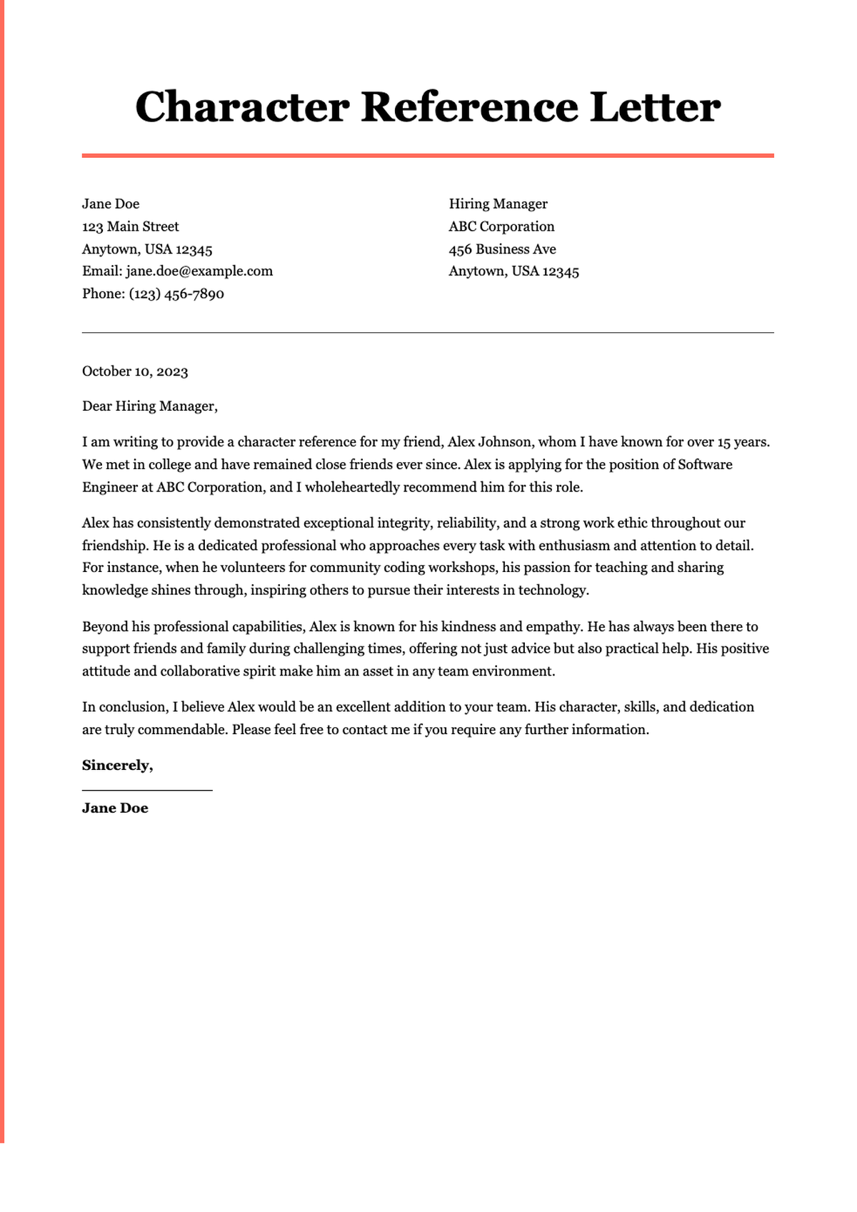 Character reference letter template for friend with placeholder fields and modern design_variant_2